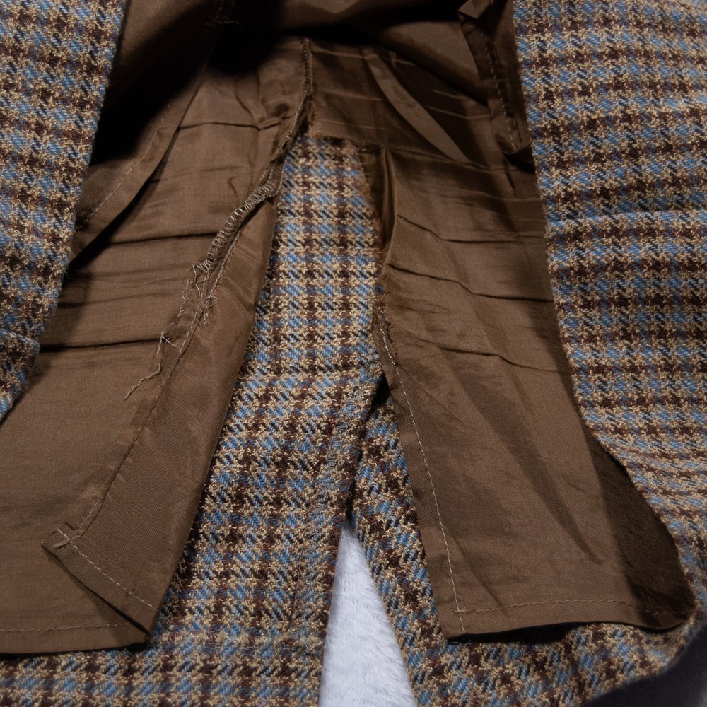 Casual Corner Womens Plaid Blazer Skirt Suit Set Size 14 Brown Blue Wool Blend - Picture 16 of 16